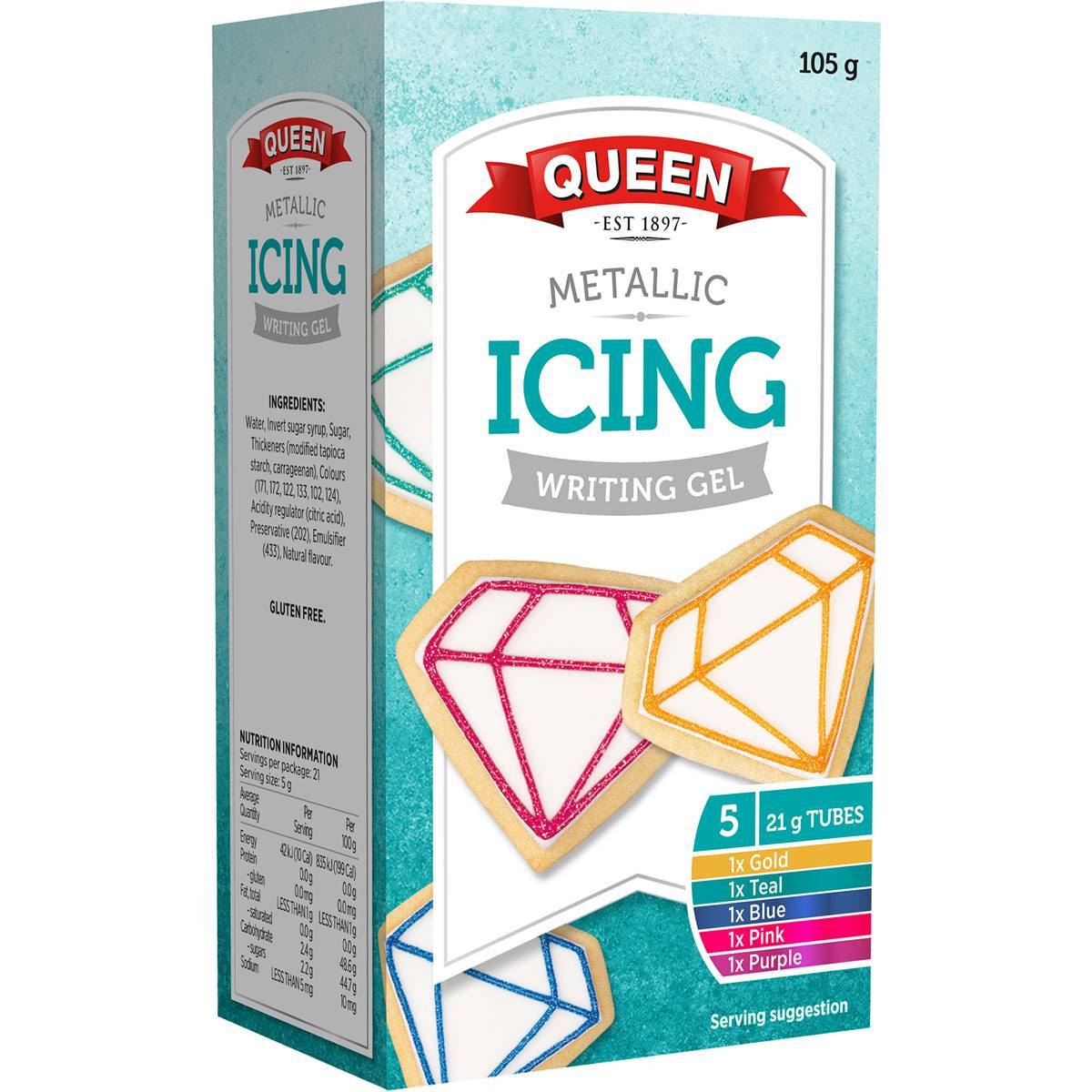 Queen Writing Icing  Metallic 105gm